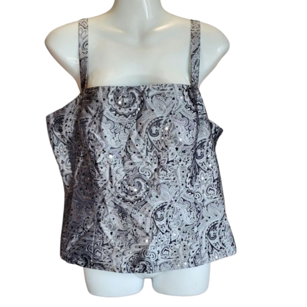 R & M RICHARDS paisley sequin corset tank 16